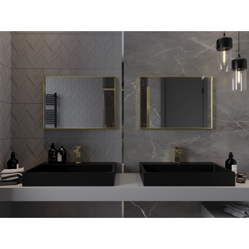 Mexen Loft miroir de salle de bain rectangulaire 70 x 50 cm, cadre doré - 9852-070-050-000-50