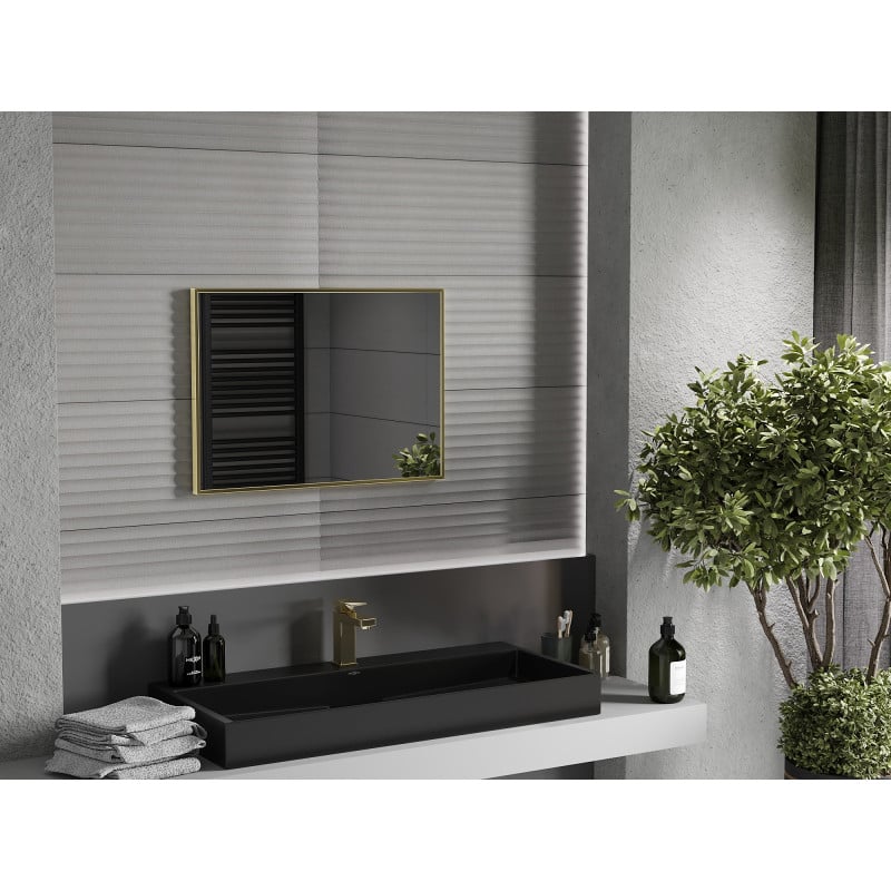 Mexen Loft miroir de salle de bain rectangulaire 70 x 50 cm, cadre doré - 9852-070-050-000-50