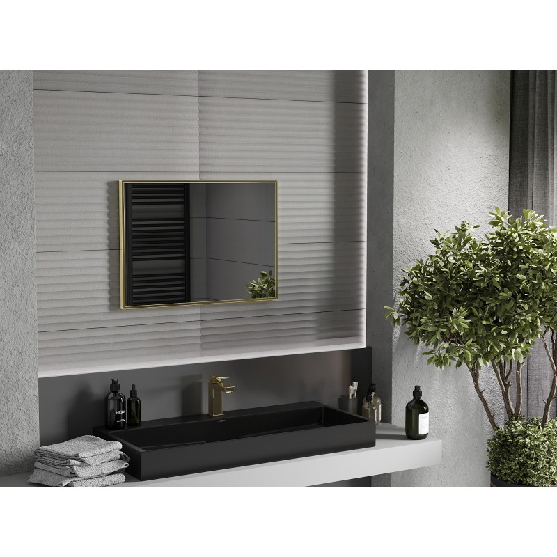 Mexen Loft miroir de salle de bains rectangulaire 70 x 50 cm, cadre doré - 9852-070-050-000-50
