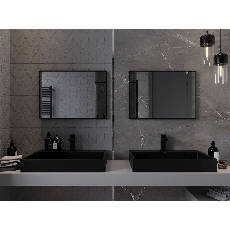 Mexen Loft miroir de salle de bain rectangulaire 70 x 50 cm, cadre noir - 9852-070-050-000-70