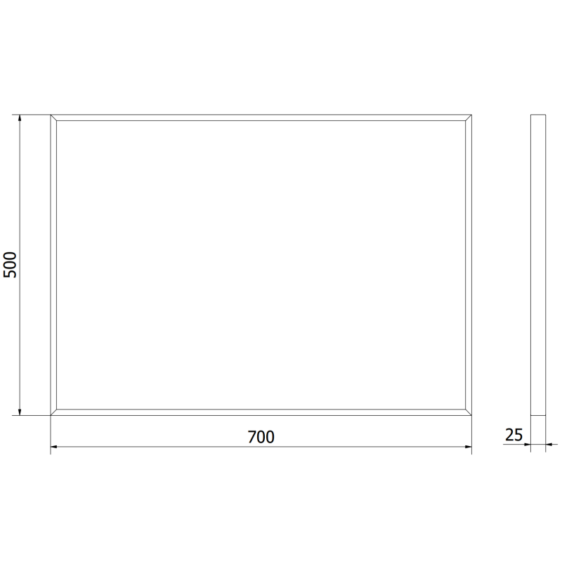 Mexen Loft miroir de salle de bain rectangulaire 70 x 50 cm, cadre noir - 9852-070-050-000-70