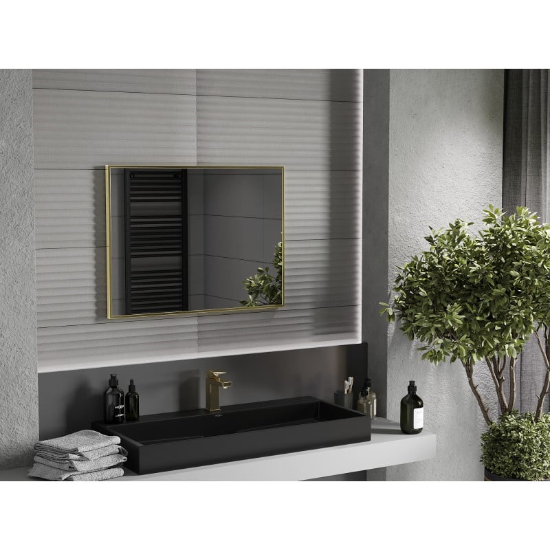 Mexen Loft miroir de salle de bain rectangulaire 80 x 60 cm, cadre doré - 9852-080-060-000-50