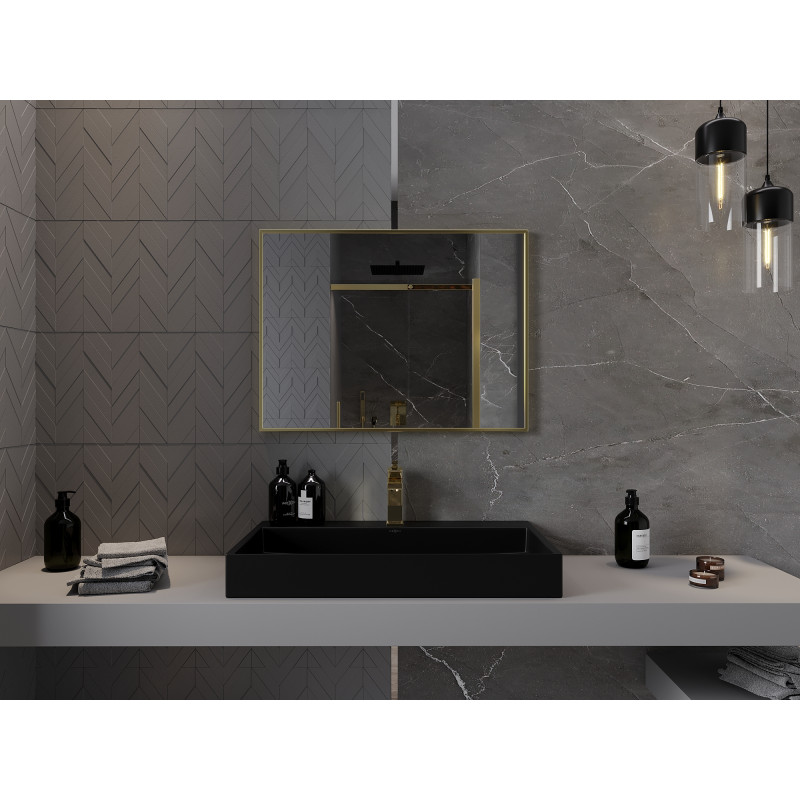 Mexen Loft miroir de salle de bain rectangulaire 80 x 60 cm, cadre doré - 9852-080-060-000-50