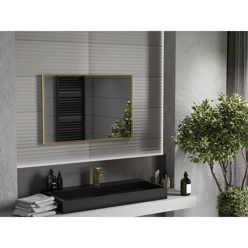 Mexen Loft miroir de salle de bain rectangulaire 90 x 60 cm, cadre doré - 9852-090-060-000-50