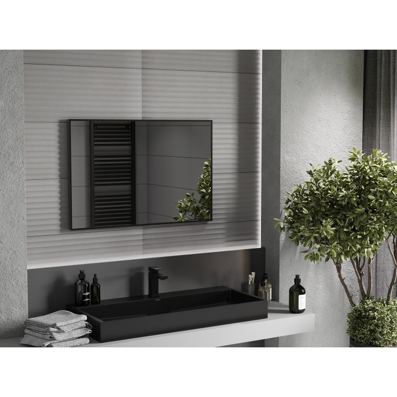 Mexen Loft miroir de salle de bain rectangulaire 90 x 60 cm, cadre noir - 9852-090-060-000-70