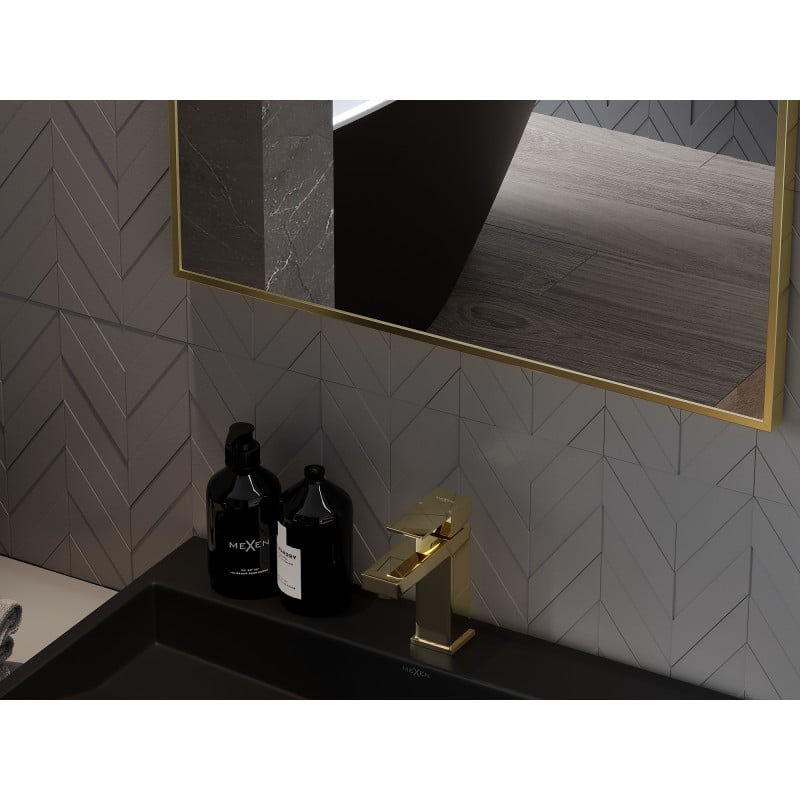 Mexen Loft miroir de salle de bain rectangulaire 70 x 50 cm, cadre doré - 9852-070-050-000-50