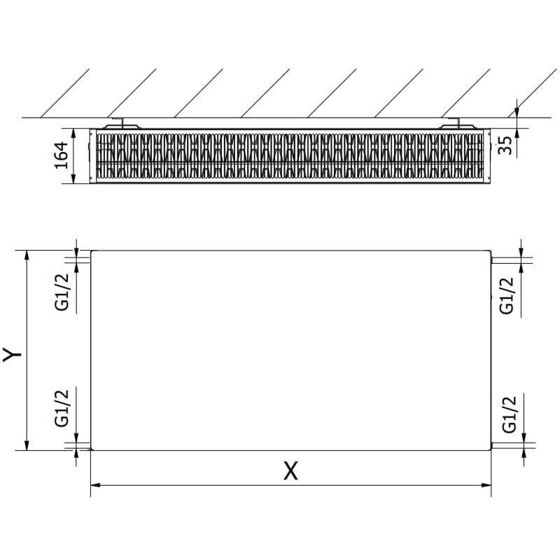 Mexen CF33 Flat radiateur à plaques 900 x 1000 mm, raccordement latéral, 3001 W, anthracite - W433F-090-100-66