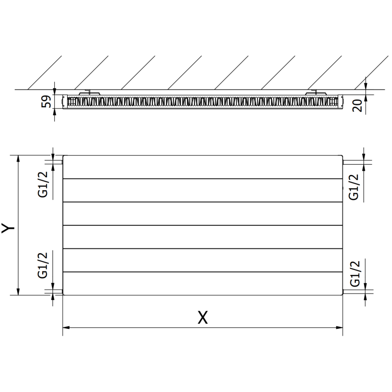 Mexen Line CL11 radiateur à plaque 300 x 600 mm, raccordement latéral, 273 W, anthracite - W411L-030-060-66