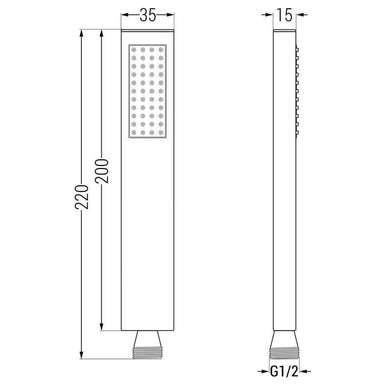 Mexen R-02 pommeau de douche 1 fonction, noir - 79500-70