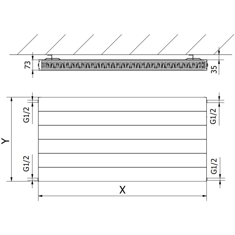 Mexen CL21 Radiateur à panneaux 600 x 1800 mm, raccordement latéral, 2177 W, anthracite - W421L-060-180-66