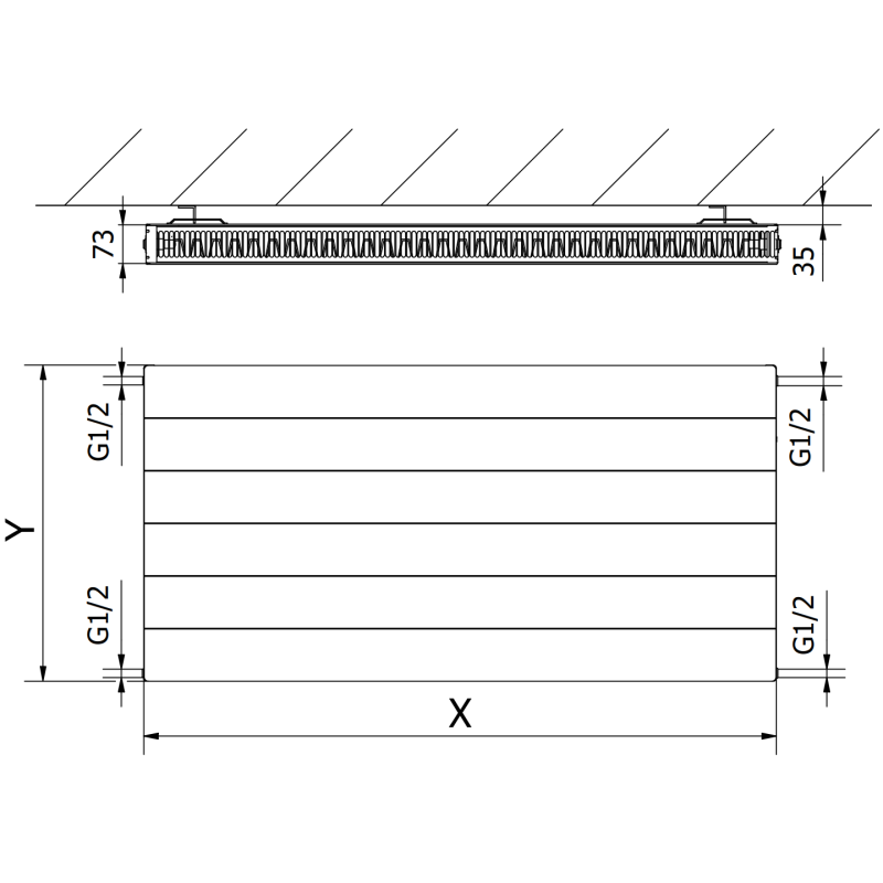 Mexen Line CL21 radiateur à panneau 900 x 500 mm, raccordement latéral, 795 W, anthracite - W421L-090-050-66