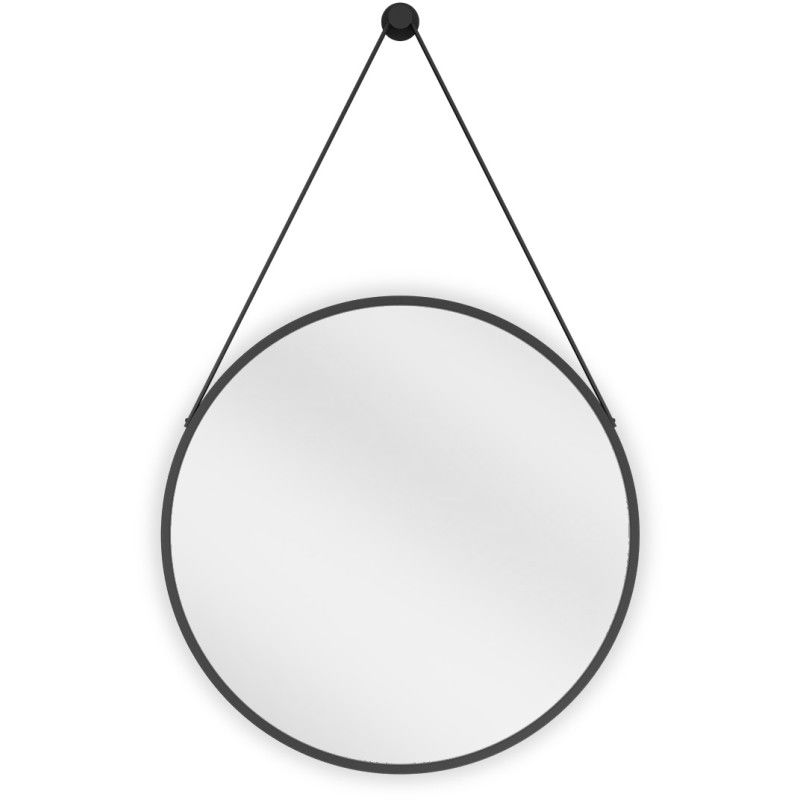 Mexen String miroir de salle de bain rond 50 cm, cadre noir - 9854-050-050-000-70