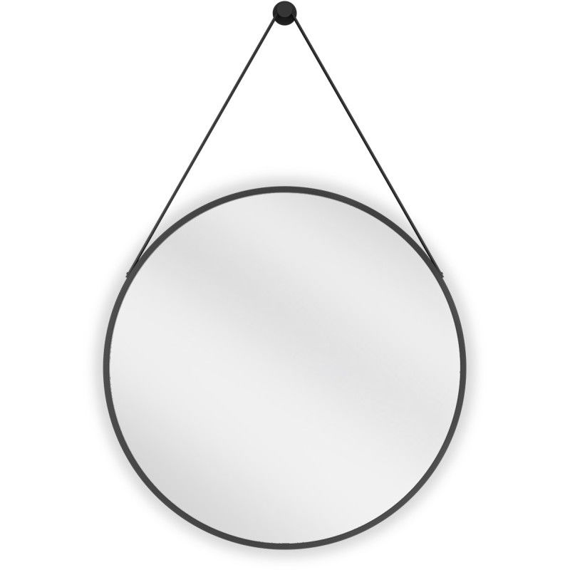 Mexen String miroir de salle de bain rond 60 cm, cadre noir - 9854-060-060-000-70