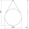 Mexen String miroir de salle de bain rond 60 cm, cadre noir - 9854-060-060-000-70