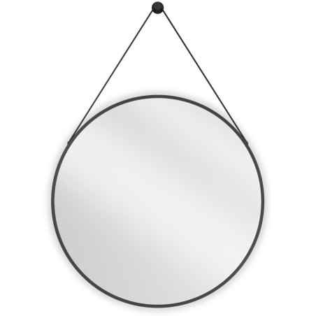 Mexen String miroir de salle de bain rond 70 cm, cadre noir - 9854-070-070-000-70