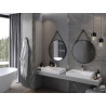 Mexen String miroir de salle de bain rond 70 cm, cadre noir - 9854-070-070-000-70