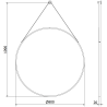 Mexen String miroir de salle de bain rond 80 cm, cadre noir - 9854-080-080-000-70