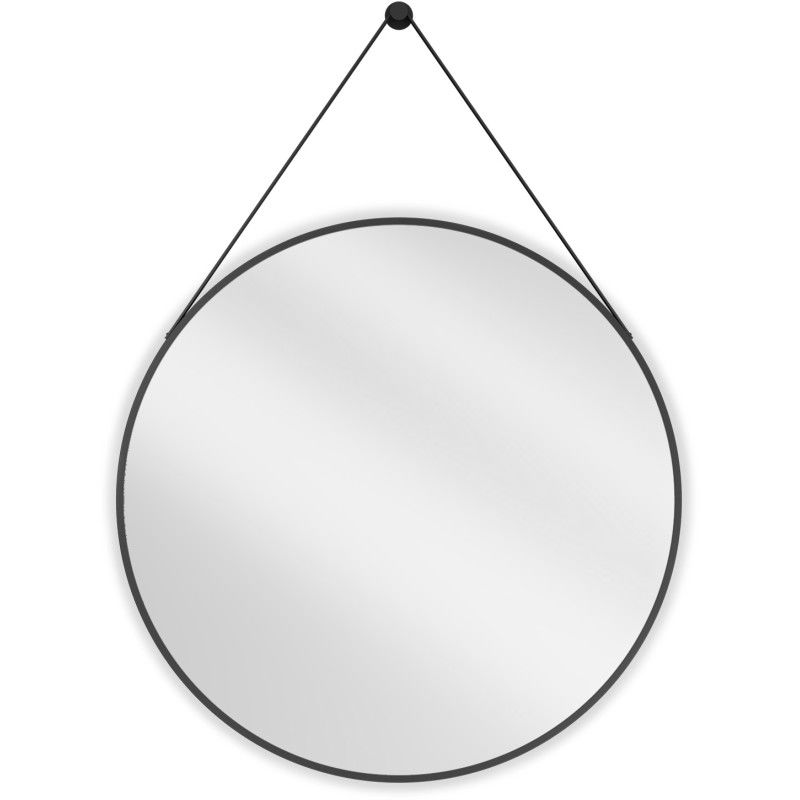 Mexen String miroir de salle de bain rond 80 cm, cadre noir - 9854-080-080-000-70