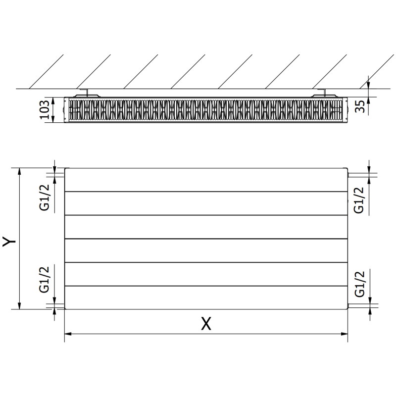 Mexen CL22 Radiateur à plaques Line 500 x 900 mm, raccordement latéral, 1228 W, anthracite - W422L-050-090-66