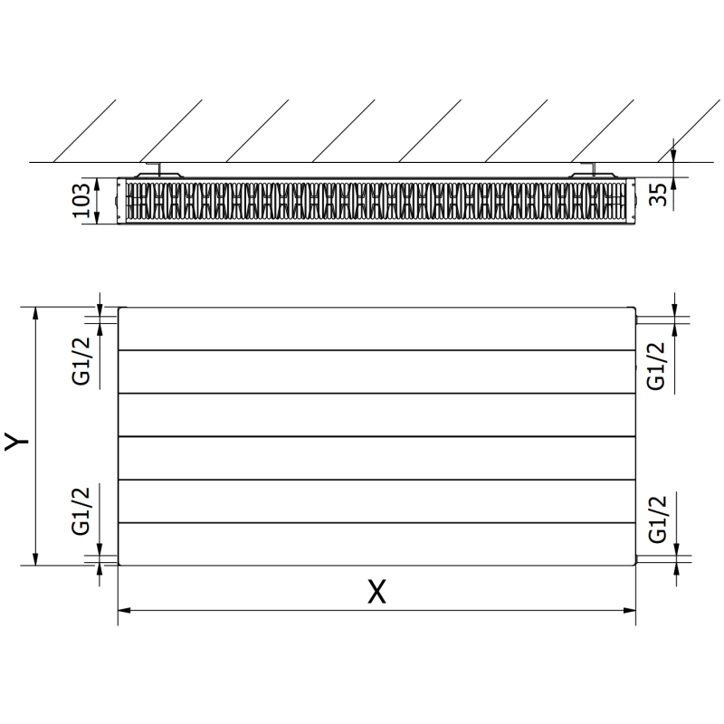 Mexen Line CL22 radiateur à plaques 600 x 900 mm, raccordement latéral, 1424 W, noir - W422L-060-090-70