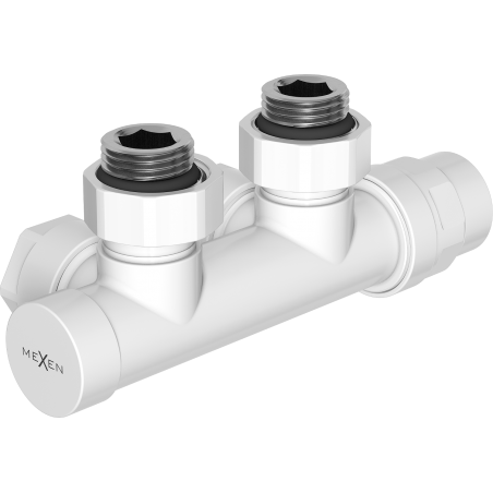 Mexen Uni-Term robinet de radiateur angulaire, Duplex, DN50, blanc - W907-000-20
