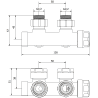 Mexen vanne de radiateur angulaire, Duplex, DN50, doré - W907-000-50