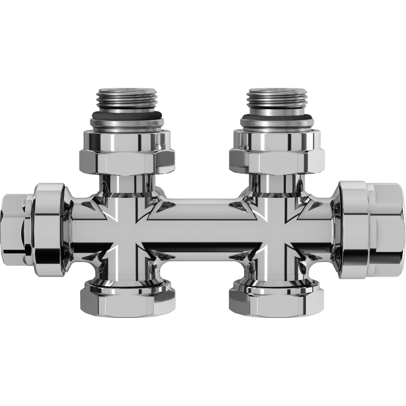 Mexen Uni-Term vanne de radiateur d'angle/droite, Duplex, DN50, chromée - W908-000-01