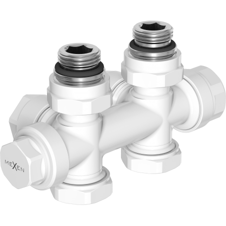 Mexen Uni-Term vanne de radiateur coudée/droite, Duplex, DN50, blanche - W908-000-20
