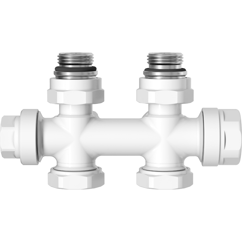 Mexen Uni-Term vanne de radiateur coudée/droite, Duplex, DN50, blanche - W908-000-20