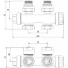 Mexen vanne de radiateur coudée/droite, Duplex, DN50, blanc - W908-000-20