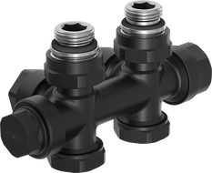 Mexen Uni-Term robinet de radiateur coudé/droit, Duplex, DN50, noir - W908-000-70