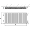 Radiateur Mexen C22 600 x 1400 mm, connexion latérale, 2314 W, noir - W422-060-140-70