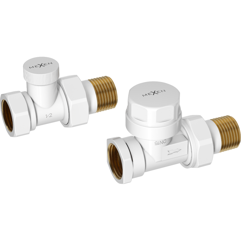 Mexen Uni-Term vannes de radiateur droites, blanches - W902-000-20