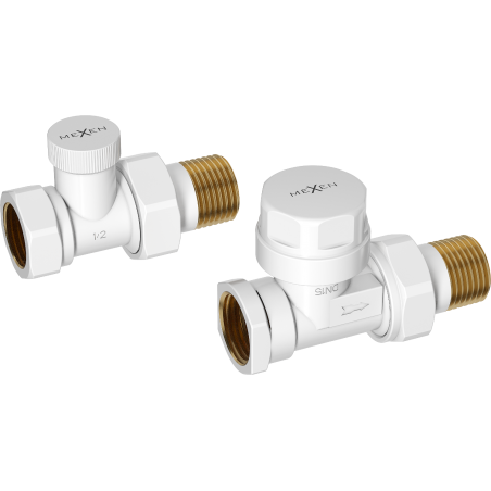 Mexen Uni-Term vannes de radiateur droites, blanches - W902-000-20