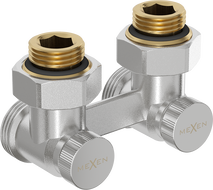 Mexen vanne de radiateur bitube DN50, angulaire 1/2"x3/4", nickel  - W911-012-01