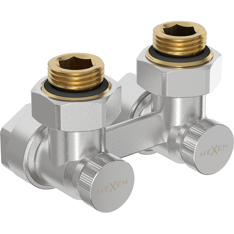 Mexen Uni-Term valve de radiateur bitube DN50, angle 1/2"x16 mm, nickel - W911-016-01