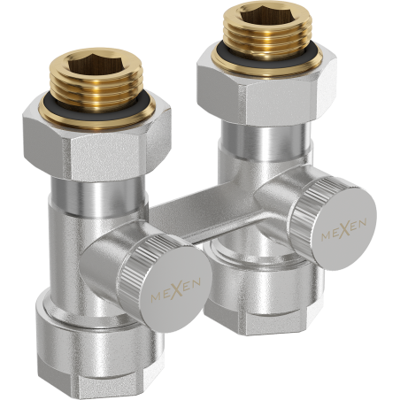 Mexen vanne de radiateur à deux tubes DN50, droite 1/2"x16 mm, nickel - W912-016-01