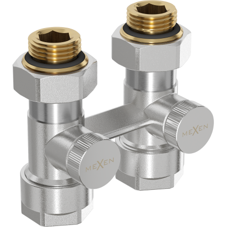 Mexen vanne de radiateur deux tubes DN50, droit 1/2"x16 mm, nickel - W912-016-01