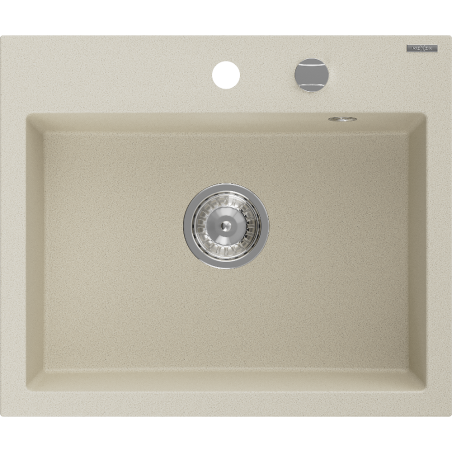 Mexen Oscar évier en granit 1 bac 580 x 490 mm, beige, siphon chromé - 6519581000-69