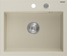 Mexen Oscar évier en granit 1 bac 580 x 490 mm, beige, siphon chromé - 6519581000-69