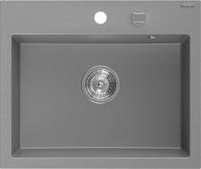 Mexen Oscar évier en granit 1 bac 580 x 490 mm, gris, siphon chromé - 6519581000-71