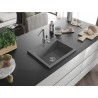 Mexen Oscar Évier en granit 1 bassin 580 x 490 mm, gris, siphon chromé - 6519581000-71