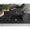 Mexen Oscar évier en granit à 1 bac 580 x 490 mm, noir/argent métallique, siphon chromé - 6519581000-73