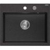Mexen Oscar évier en granit 1 bac 580 x 490 mm, noir/argent métallique, siphon chromé - 6519581000-73