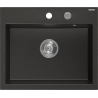 Mexen Oscar évier en granit 1-bac 580 x 490 mm, noir/doré métallisé, siphon chrome - 6519581000-75