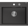 Mexen Oscar évier en granit 1 bac 580 x 490 mm, noir moucheté, siphon chromé - 6519581000-76