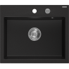 Mexen Oscar évier en granit 1 bac 580 x 490 mm, noir, siphon chromé - 6519581000-77