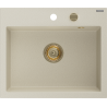 Mexen Oscar évier en granit 1 bac 580 x 490 mm, beige, siphon doré - 6519581000-69-G