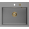 Mexen Oscar évier en granit 1 bac 580 x 490 mm, gris, siphon doré - 6519581000-71-G