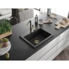Mexen Oscar évier en granit à 1 bac 580 x 490 mm, noir/argent métallisé, siphon doré - 6519581000-73-G